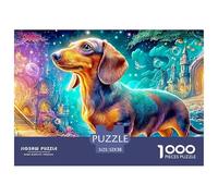 Dachshund dans Un Cadre de Conte de fées Vibrant Puzzle De 1000 Pièces Chien de Compagnie Mignon Parfait pour Les Soirées De Puzzle en Famille, Adultes Et Enfants 52x38cm/1000pcs