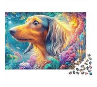 Dachshund dans Un Royaume de fées Nocturnes vibrants Puzzle De 1000 Pièces Chien Mignon Parfait pour Les Soirées De Jeux, Adultes Et Enfants 38x26cm/1000pcs