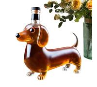 Dachshund Dog Whiskey Bottle, Glass Decorative Decanter | Dog Glass Whisky DeCanтer avec casquette aléatoire, salle à manger, bar, carafe de statue animale | Scénario cadeau d'anniversaire ou de penda