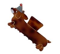 Dachshund Hair Claw Clip, Dog Claw Clip, Sturdy Acetate Hair Clip, Strong Hold Hair Claw 9 x 4,3 cm for Women, Girls, Present, Dachshund Lovers, Indoor, Brown Color