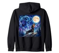 Dachshund Howling at The Moon Night Sky Dog Art Sweat à Capuche