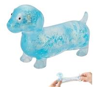 Dachshund Squishy Stress Toy - Slow Rebound Weiner Dog Squishy for Adults - Portable Dog Squishiing Toy - Soft 4.3in Dachshund Squishiing Toys for Stress Relief (A-Blue)
