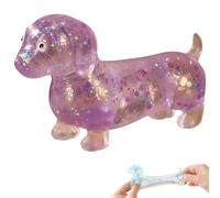 Dachshund Squishy Stress Toy - Slow Rebound Weiner Dog Squishy for Adults - Portable Dog Squishiing Toy - Soft 4.3in Dachshund Squishiing Toys for Stress Relief (A-Purple)