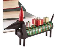Dachshund Statue - Wooden Christmas Dog Sculpture For Holiday Decor | Handcrafted Desktop Ornament With Rustic Charm, Tabletop Figure For Home Mantel Window Bookshelf Dressing Table, 5x14x22.8cm Wood