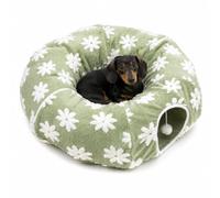 Dachshund Tunnel Bed, Dog Tunnel Bed for Small Dogs and Cats (Green)