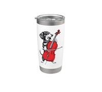 Dachshund Weenie Playing Cello Musician Player Gobelet isotherme en acier inoxydable double paroi