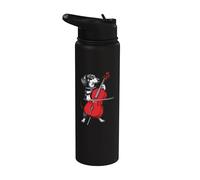 Dachshund Weenie Playing Cello Musician Player Stainless Steel Insulated Water Bottle