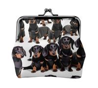 Dachshund Weiner Pet Dog Print Porte-monnaie compact 11,5 x 10,5 cm Joli mini portefeuille avec fermeture à baiser Pochette étanche