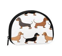 Dachshund Weiner Pet Dogs Mini pochette de rangement compacte sac de rangement portable petit porte-monnaie avec fermeture éclair pour femme, noir, taille unique, élégant, Noir , Taille unique,