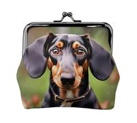 Dachshund Weiner Pet Dogs Porte-monnaie pour femme, petit portefeuille pour femme, petite trousse de maquillage pour porte-monnaie, portefeuille rétro ultra fin, noir, One Size, Art déco