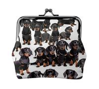 Dachshund Weiner Porte-monnaie portable en fibre de cuir avec imprimé chien pour femme, Noir , Taille unique, Pochette à monnaie