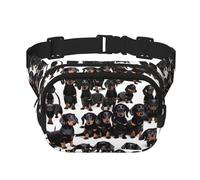 Dachshund Weiner Sac banane double couche carré unisexe imprimé chien, noir, One Size