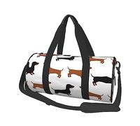 Dachshund Weiner Sac de sport rond léger imprimé pour homme et femme Noir Taille unique, Noir , Taille unique