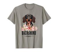 Dachshund with Flowers Dog Mom Cute Pet Owner Lover T-Shirt