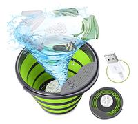 DACHUANG Mini machine à laver, cuve à linge pliable de 10 L portable, laveuse à turbine à ultrasons alimentée par USB, laveuse à linge compacte pour les chaussettes, les sous-vêtements, Vert 11