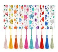 Dacitiery Lot de 10 marque-pages en résine avec fleurs pressées - Fleurs séchées - Marqueurs de page avec pompons pour lecteurs, enseignants, étudiants, remise de diplôme, cadeau d'anniversaire