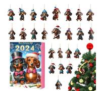 Dackel Adventskalender Hunde - Acryl Hunde-Adventskalender Mit 24 Anhängern | Weihnachts Countdown Kalender Für Hundebesitzer, Familie & Kinder | Flacher 2D Hunde Deko Geschenk