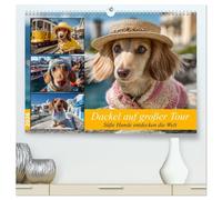 Dackel auf großer Tour - Süße Hunde entdecken die Welt (hochwertiger Premium Wandkalender 2026 DIN A2 quer), Kunstdruck in Hochglanz: Hundekalender ... einem neuen Ort in Europa und darüber hinaus.