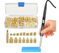 DACKZZM Ensemble d'embouts filetés pour pointes à souder 80W, température réglable, fer à souder avec aide à l'incrustation, 220 pièces, embouts filetés en laiton pour impression 3D M2 M2.5 M3 M4 M5