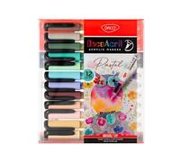 DACO Marqueurs Acryliques Pointe Pinceau 12 Couleurs - Brush Pens Peinture Multi-Supports - Encre à Base d’Eau - Résistants à l’Eau - Idéal Illustration, Lettrage & DIY