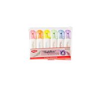 DACO Surligneurs Pailletés 6 Couleurs - Highlighter Glitter - Pointe Biseautée 1-5 mm - Surligneurs pour Bullet Journal, Notes, Étude & Loisirs Créatifs - Effet Brillant