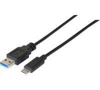 DACOMEX Sachet cordon USB 3.2 Gen1 Type-A / Type-C noir- 1 m