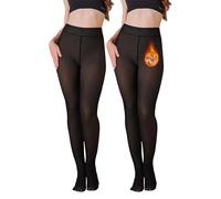 DACONGMING Collant Polaire Femme Effet Transparent Hiver Collant Femme Thermique Legging Chaud Élasticité Taille Haute Fleece Tights Collants Thermiques Slim Mode Leggings Chaleureux (S)