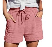 DACONGMING Short de tennis pour femme - Coupe droite - Décontracté - Pantalon de sport ample - Taille haute - Pantalon tendance pour femme, Rose 3., S