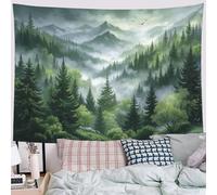 DACRWEKZ 3D Aquarelle artistique Forêt mystérieuse Tapisserie Murales Tissu Pour Chambre Salon Facile À Stocker Nappes Tapisserie décorations murales colorées pour salon 150x200cm vert