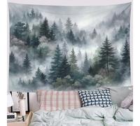 DACRWEKZ 3D Aquarelle de forêt Jungle grise Tapisserie Murales Tissu Pour Chambre Salon Facile À Stocker Nappes Tapisserie décorations murales colorées pour salon 100x150cm Gris foncé