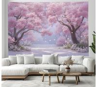 DACRWEKZ 3D Aquarelle onirique Cerisiers en fleurs Tapisserie Murales Tissu Pour Chambre Salon Facile À Stocker Nappes Tapisserie décorations murales colorées pour salon 150x200cm rose