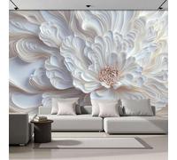 DACRWEKZ 3D Panoramique Murale De Fleurs 3D De La Fleurs blanches en relief Papier Peint Soie Pour Salon Chambre Enfant Chambre Décoration Murale 400x280cm