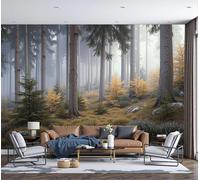 DACRWEKZ 3D Papier Peint Jaune-vert Forêt de pins et herbe Papier Peint Panoramique Pour Salon Chambre Salon Mural Fresque Poster Xxl Photographie de paysage Fond Décoration Murale 300x210cm