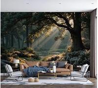 DACRWEKZ 3D Papier Peint Panoramique Chemin forestier ensoleillé, Papier Peint Panoramique Murale Réalisme naturel pour Salon Chambre Chambre D'Enfant - Décoration Murale Photo 300x210cm