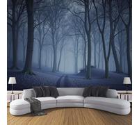 DACRWEKZ 3D Papier Peint Panoramique Soie,300x210cm Ambiance étrange Forêt brumeuse Grandes Murales Poster pour Salon, Adulte Chambre d'enfants, Étude Décoration, Gris bleu