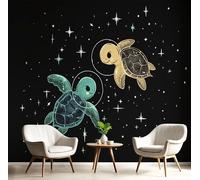 DACRWEKZ 3D Papier Peint Panoramique Tortues marines dans le ciel étoilé, Papier Peint Panoramique Murale Style dessin animé pour Salon Chambre Chambre D'Enfant - Décoration Murale Photo 300x210cm