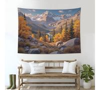 DACRWEKZ 3D style de photographie naturelle Montagnes d'automne Tapisserie Murales Tissu Pour Chambre Salon Facile À Stocker Nappes Tapisserie décorations murales colorées pour salon 180x230cm jaune