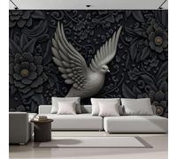 DACRWEKZ Animaux 3D Papier Peint 3D Panoramique Les colombes blanches volent noir Papier Peint Soie Photo Mural pour Salon Chambre à Coucher D'Enfant TV Fond Décor Mural 200x140cm
