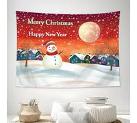 DACRWEKZ Anti-salissure bonhomme de neige Tapisserie Rouge et jaune - 70x100cm décors de Noël Maison Décoration Murale de Tapisseries pour Chambre