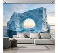 DACRWEKZ Bleu Papier Peint, Paysage naturel Arche de glacier et d'iceberg Tableaux Photo Muraux Utilisé - Pour Salon Chambre Chambre D'Enfant Décoration Murale 350x256cm（WxH）