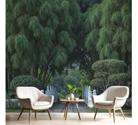 DACRWEKZ Botanique Papier Peint Panoramique Sentier ancien de la forêt de bambous Mur 350 x 256 cm Moderne Papier Peint Soie pour Chambre Salon Bureau Personnalisé Décoration Murale