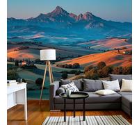 DACRWEKZ Chambre Papier Peint 3D Panoramique Paysage pastoral 350x256cm Papier Peint Soie Mural Vallée au coucher du soleil pour Salon Canapé TV Fond Décoration, Personnalisable Bleu