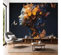 DACRWEKZ Chambre Papier Peint 3D Panoramique Portrait abstrait 250x175cm | Papier Peint Soie Mural Profil de femme, tel un papillon pour Salon Canapé TV Fond Décoration, Personnalisable Grande Taille