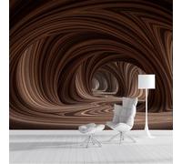 DACRWEKZ Chambre Papier Peint 3D Panoramique Style abstrait 3D 300x210cm Papier Peint Soie Mural Espace de courbe du grain du bois pour Salon Canapé TV Fond Décoration, Personnalisable Grande Taille