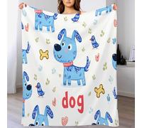 DACRWEKZ Chiot Bleu Bleu Couverture De Canapé Microfibre Ultra Douce Plaid Animaux de Dessin animé, pour Le Salon, La Chambre Et L’extérieur Toutes Saisons 150 x 200cm