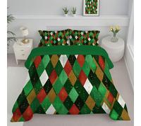 DACRWEKZ Couette 240 x 220 cm Motif géométrique Motif en Losange - Duvet Douce et Chaude, Couettes Imprimée, Couette sans Housse Lavable, Edredon avec Taie d'oreillers