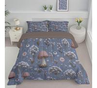 DACRWEKZ Couette 240 x 220 cm Plantes et Fleurs Champignons et Fleurs Sauvages - Duvet Douce et Chaude, Couettes Imprimée, Couette sans Housse Lavable, Edredon avec Taie d'oreillers