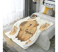 DACRWEKZ Couverture en Flanelle Capybara à Gros Yeux Brun Couverture De Canapé Microfibre Ultra Douce Animaux Mignons, pour Le Salon, La Chambre Et L’extérieur Toutes Saisons 130 x 150cm