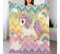 DACRWEKZ Couverture Flanelle150 x 200cm,avec Motif Licornes et arcs-en-Ciel Animaux fantastiques,Couverture Douillette,en Flanelle Moelleuse, Violet