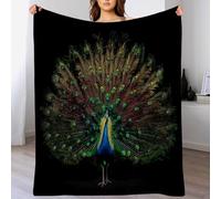 DACRWEKZ Couverture Magnifique Paon - 130 x 150cm Ultra Douce,Couverture Douce Et Chaud Et Léger, Jeté De Canapé Ou Lit,Couvertures Animaux élégants Portable Déco Maison,Vert foncé